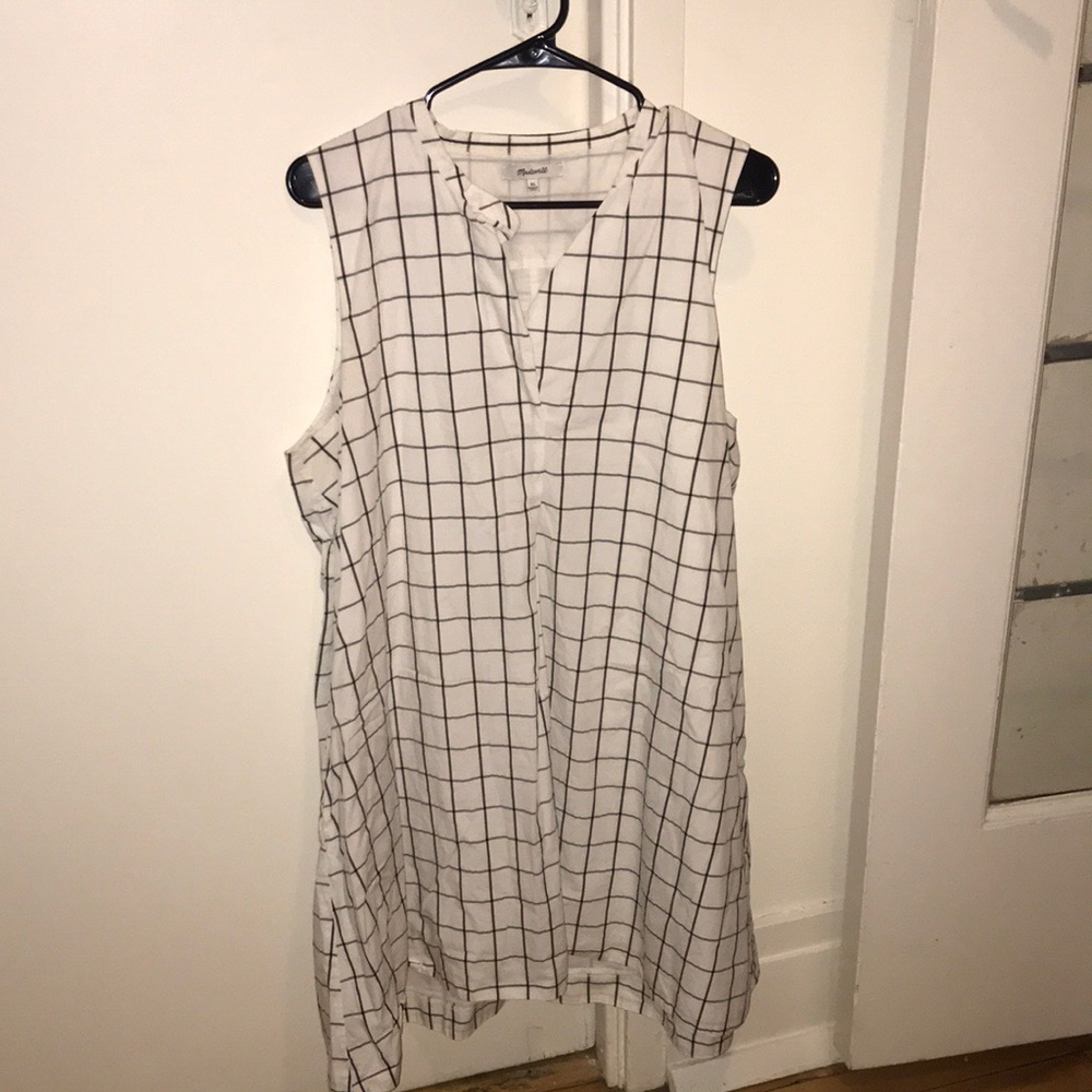Madewell Sleeveless Grid Print Dress XL